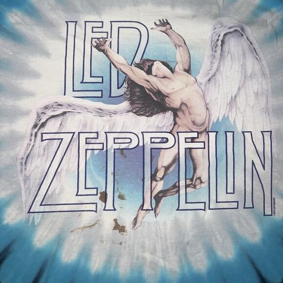 VINTAGE Liquid Blue Led Zeppelin Shirt Men Tie Dye Y2K Stairway Heaven XXL 2XL - Picture 2 of 3